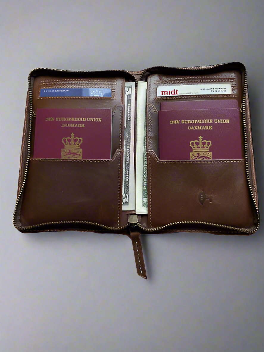 Passport wallet with Greenland map and motifs