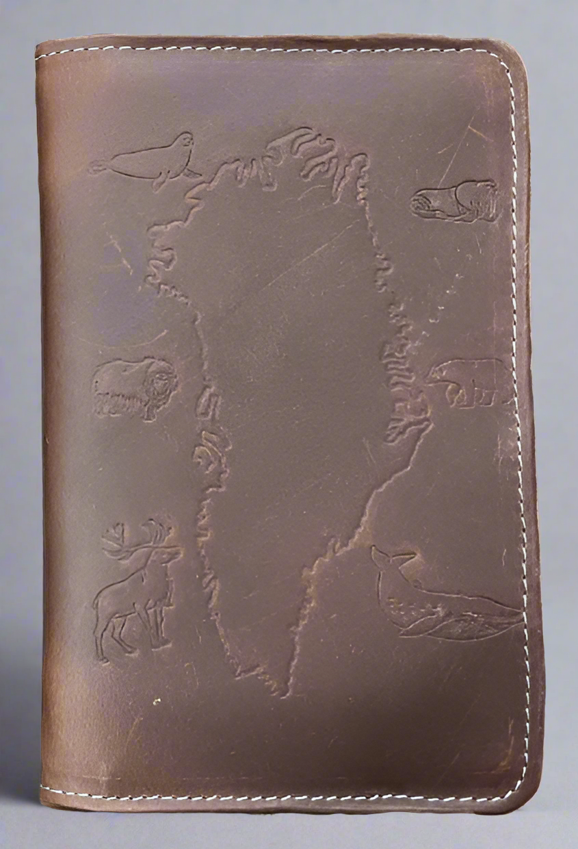 Passport wallet with Greenland map and motifs