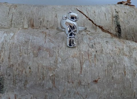 One size fingerring i sterling sølv 925. Mor med barn