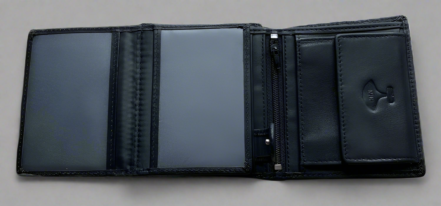 Leather wallet with sealskin 6 card pockets