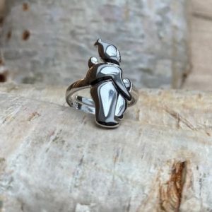 Adjustable ring in 925 sterling silver with mother and children