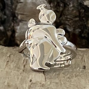 Adjustable ring with mother and 3 children in 925 sterling silver