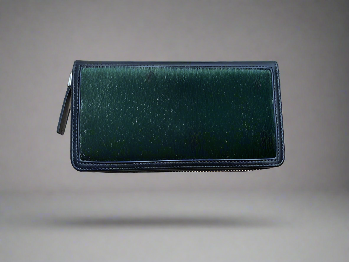 Stor læderpung med sælskind – kan bruges som lille clutch - Billede 3