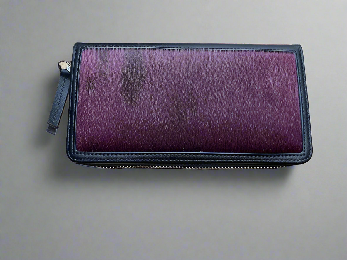 Stor læderpung med sælskind – kan bruges som lille clutch - Billede 4