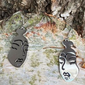 Øreringe med kvinde med inuit-tatovering sterling sølv 925